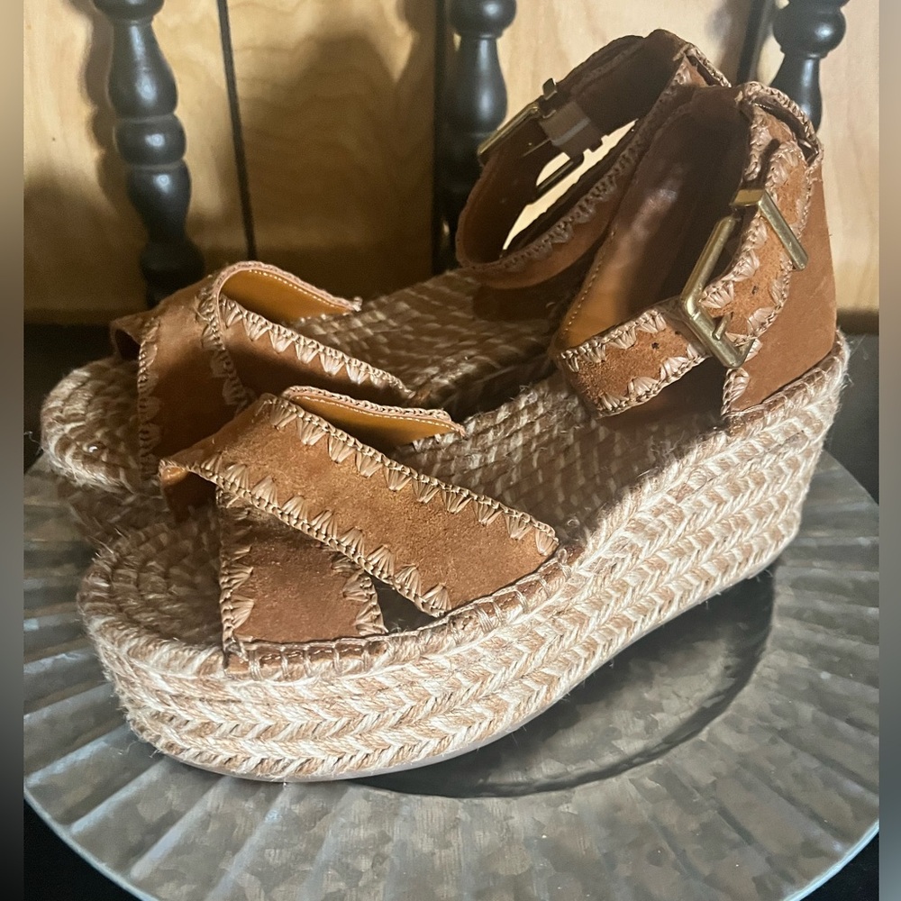 Vince Camuto espadrille platform wedges.